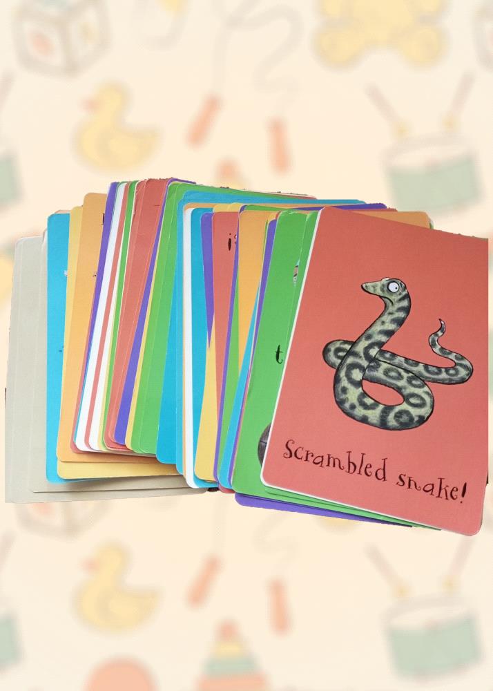 Introduce your child to the magical world of The Gruffalo with this vintage Giant Snap card game. Perfect for imaginative play and family fun, this classic game features beautifully illustrated cards featuring the beloved Gruffalo and his friends. Enjoy hours of entertainment with this complete and well-preserved game.

Order now and let your child embark on a Gruffalo adventure!
