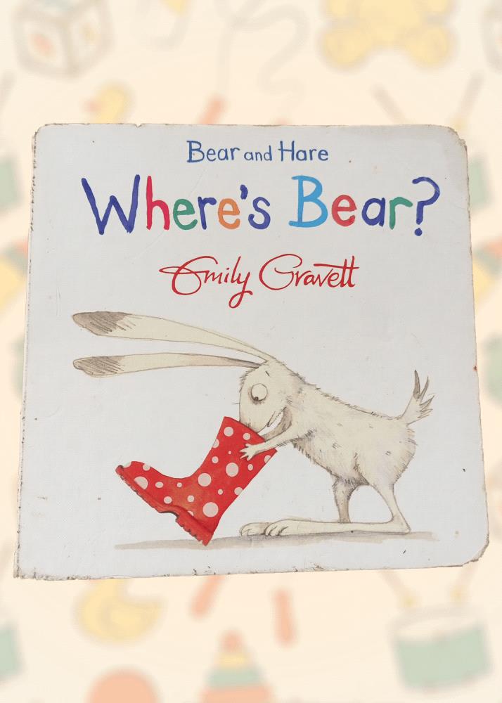 Introducing a classic children board book, Bear and Hare: Where is Bear? by Emily Gravett. Join Bear and Hare on a delightful adventure as they search for Bear in this interactive and engaging story.

The book is in excellent condition and complete, making it a wonderful addition to any child library. 

Order now and let your child embark on a fun-filled journey with Bear and Hare!