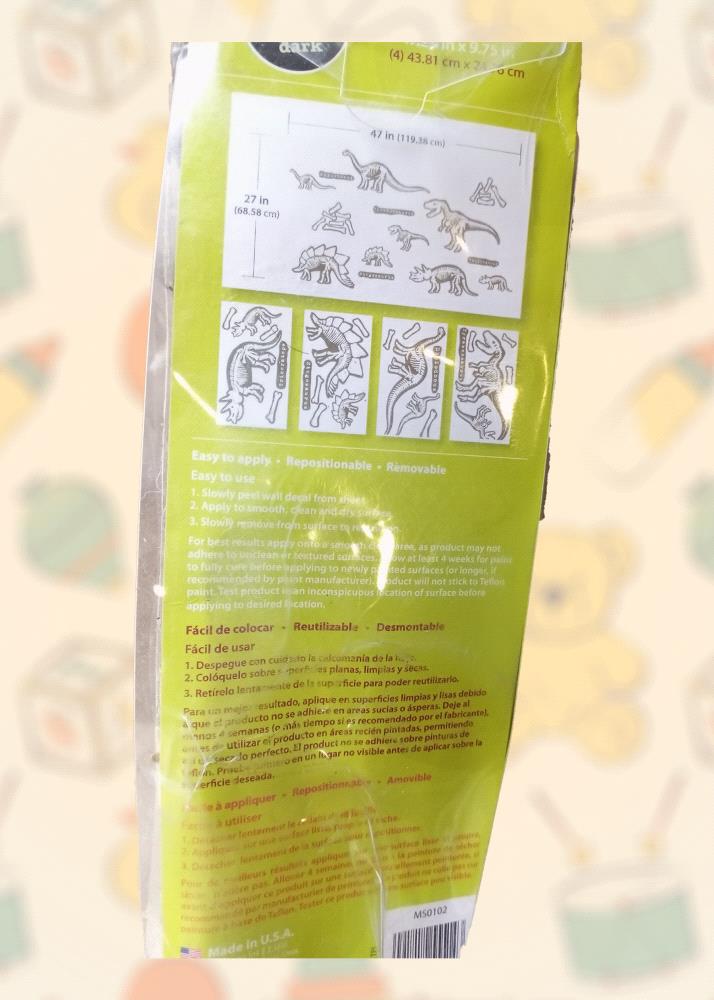 Spark the child imagination with these preloved dinosaur wall decals! Featuring an array of prehistoric creatures, these reusable and repositionable stickers are perfect for adding a touch of adventure to any room. The set is complete and in excellent condition, ensuring hours of creative fun.

Key Features:

Reusable and repositionable
Easy to apply and remove
Made from high-quality materials

Suitable for all ages
Perfect for bedrooms, playrooms, or classrooms

Give your child the gift of exploration and wonder with these captivating dinosaur wall decals. 

Bring prehistoric fun into your home today!