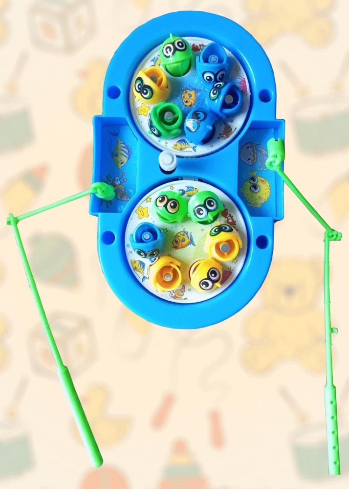 Experience the charm of this dual dial fishing game! Perfect for children of all ages, this classic toy offers hours of fun and entertainment. 

The colorful fish spin around in the pond, and players use magnetic fishing rods to catch them. This preloved game is complete and in excellent condition, ensuring many more years of enjoyment for your child.

Bring home this timeless treasure and create lasting memories with your little ones!