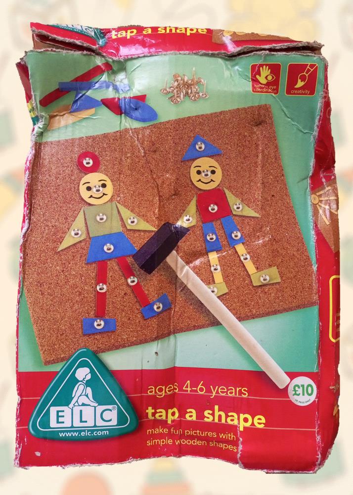 Spark your child creativity with this ELC Tap a Shape wooden shape toy! 

Designed for children ages 4-6, this classic toy encourages imaginative play and fine motor skills. Create adorable characters and fun scenes by tapping the colorful wooden shapes onto the cork board. 

This preloved set is complete and in excellent condition, ready to provide hours of entertainment for your little one.

Inspire your child imagination today!