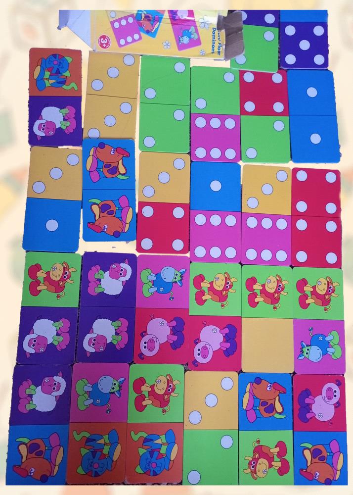 Elevate your childs learning experience with these high-quality, educational floor dominoes. Designed to captivate young minds, this engaging game features vibrant colors, adorable animal illustrations, and durable construction.

This preloved set is in pristine condition and includes all pieces. Its an excellent tool for developing essential skills such as matching, counting, and color recognition. Encourage your childs curiosity and creativity as they explore the world of animals and learn through play.

Invest in your child development with this engaging and educational toy. Order now and provide them with a valuable learning experience they will cherish.