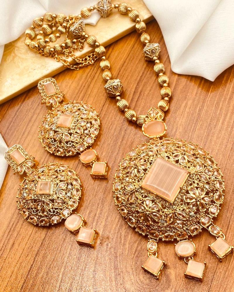 Beautiful Gold Plated Set Necklace, Earrings, Ladies Jewellery, Party Wear, Colorful Square Jewel