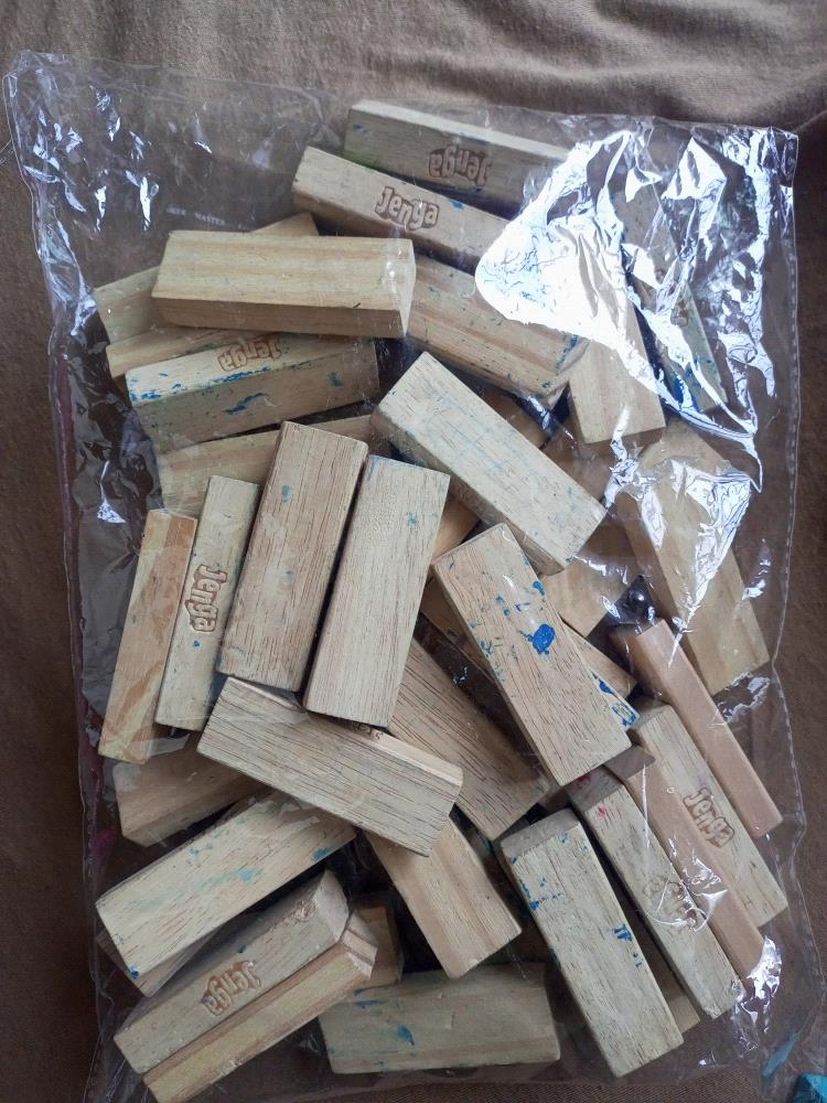 Experience the timeless fun of Jenga with this set of preloved blocks. Perfect for family game nights or children playtime, this classic game is sure to provide endless entertainment. 

The blocks are complete and in excellent condition, ensuring hours of enjoyable gameplay. Introduce your kids to the thrill of building and toppling towers while developing their hand-eye coordination and problem-solving skills.

Order now and relive the joy of Jenga!