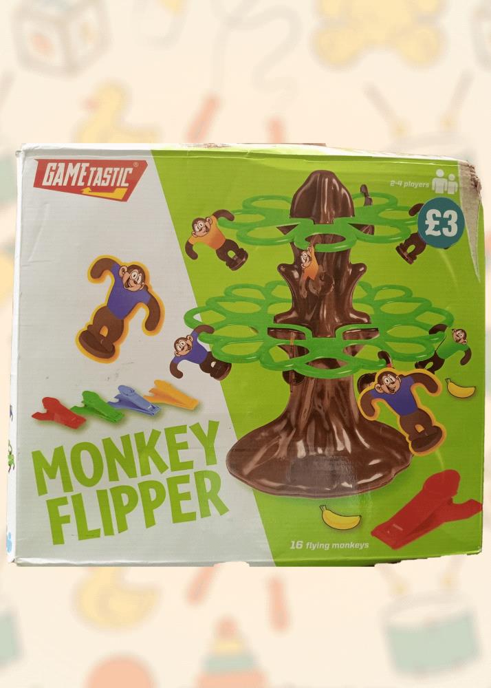 Bring the jungle to your home with this pre-loved Monkey Flipper game! Perfect for kids of all ages, this classic game is sure to provide hours of fun. 

Swing the monkeys into the tree and be the first player to get all your monkeys safely perched. This game is complete and in excellent condition, ready for your child to enjoy.

Get your hands on this fantastic pre-loved game today!