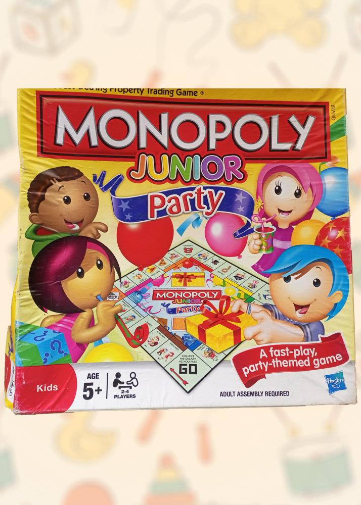 Introduce your child to the classic game of Monopoly with this pre-loved Monopoly Junior Party board game! Perfect for young learners, this fast-paced game is designed to teach children basic financial concepts in a fun and engaging way.

Key Features:

Age-appropriate: Recommended for children aged 5 and up.

Party-themed: Enjoy a fun and festive experience with party-themed properties and events.

Easy-to-learn: Simplified rules make it easy for kids to understand and play.

Complete set: Includes all the necessary pieces and components.

Excellent condition: This pre-loved game is in excellent condition and ready to be enjoyed.

Give your child a memorable gaming experience with this classic Monopoly Junior Party board game!