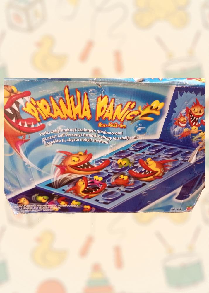 Piranha Panic is a thrilling board game for kids of all ages. In this fast-paced game, players race to escape the hungry piranhas and be the first to reach the finish line. The game includes a colorful board, game pieces, and a fun spinning wheel. 

This preloved game of Piranha Panic is complete and in excellent condition, perfect for hours of family fun.

Dont miss out on this classic board game!