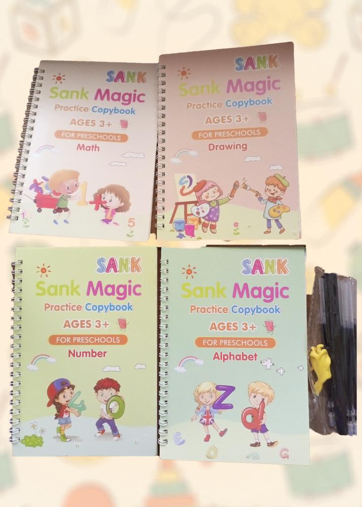 Help your child develop essential skills with this set of four Sank Magic Practice Copybooks. Designed for preschoolers, these books cover a variety of educational topics, including math, drawing, numbers, and the alphabet. Each book is filled with engaging activities and exercises to help your child learn and practice important skills. 

These preloved copybooks are in excellent condition and complete, making them a great value for parents and caregivers.

Encourage your childs learning journey with these fun and educational practice books.