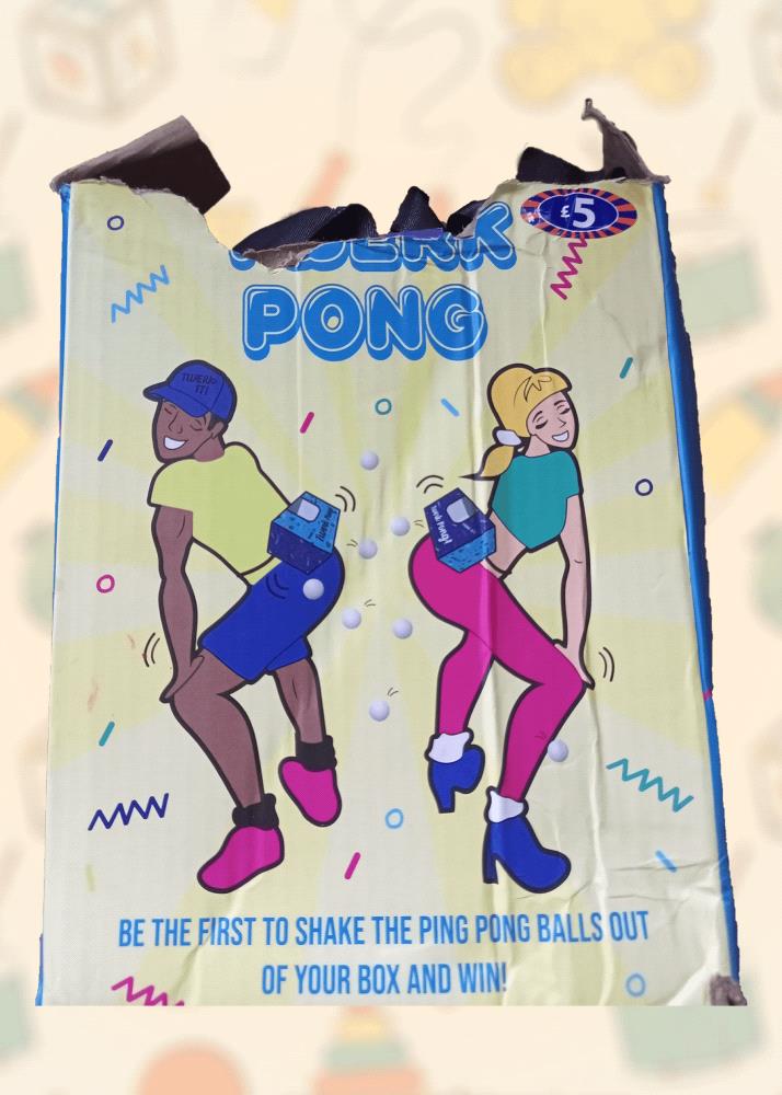 Get ready for a hilarious and energetic party experience with this vintage Twerk Pong game! This classic game is perfect for adults and teens alike, offering endless fun and laughter. The goal is simple: be the first to shake the ping pong balls out of your box and win!

This pre-loved Twerk Pong game is in excellent condition and includes all the necessary components. Its a great way to add a unique and entertaining element to your next gathering.

Condition: 10/10

Dont miss out on this fun game! Order now and get ready for hours of non-stop entertainment.