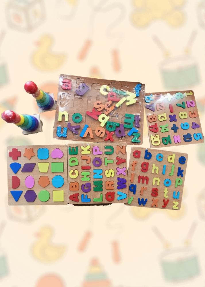 Stimulate Your Child Learning with This Classic Wooden Toy Set!

This preloved wooden toy set is perfect for young children. It includes a variety of educational components, such as alphabet puzzles, number puzzles, shape puzzles, and stacking rings.

Key Features:

Comprehensive Learning: Covers alphabet, numbers, shapes, and stacking skills.

High-Quality Materials: Made from durable wood for long-lasting play.

Preloved and in Excellent Condition

Help your child learn and grow with this fun and educational toy set. Order now!